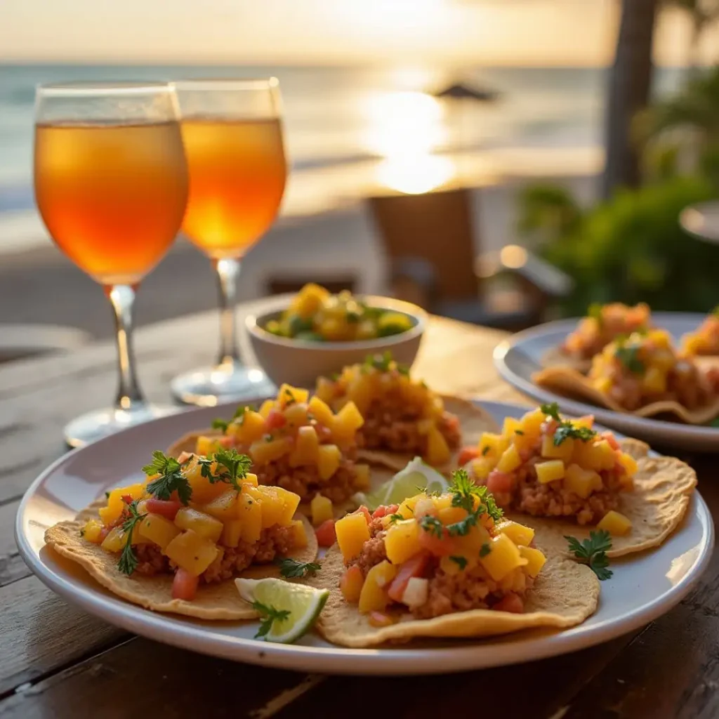 callo de hacha tostadas served with drinks