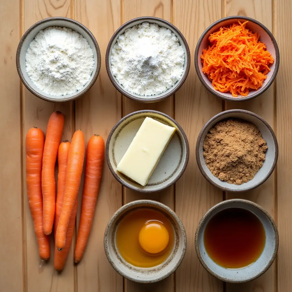 carrot cake cookies recipe ingredients layout