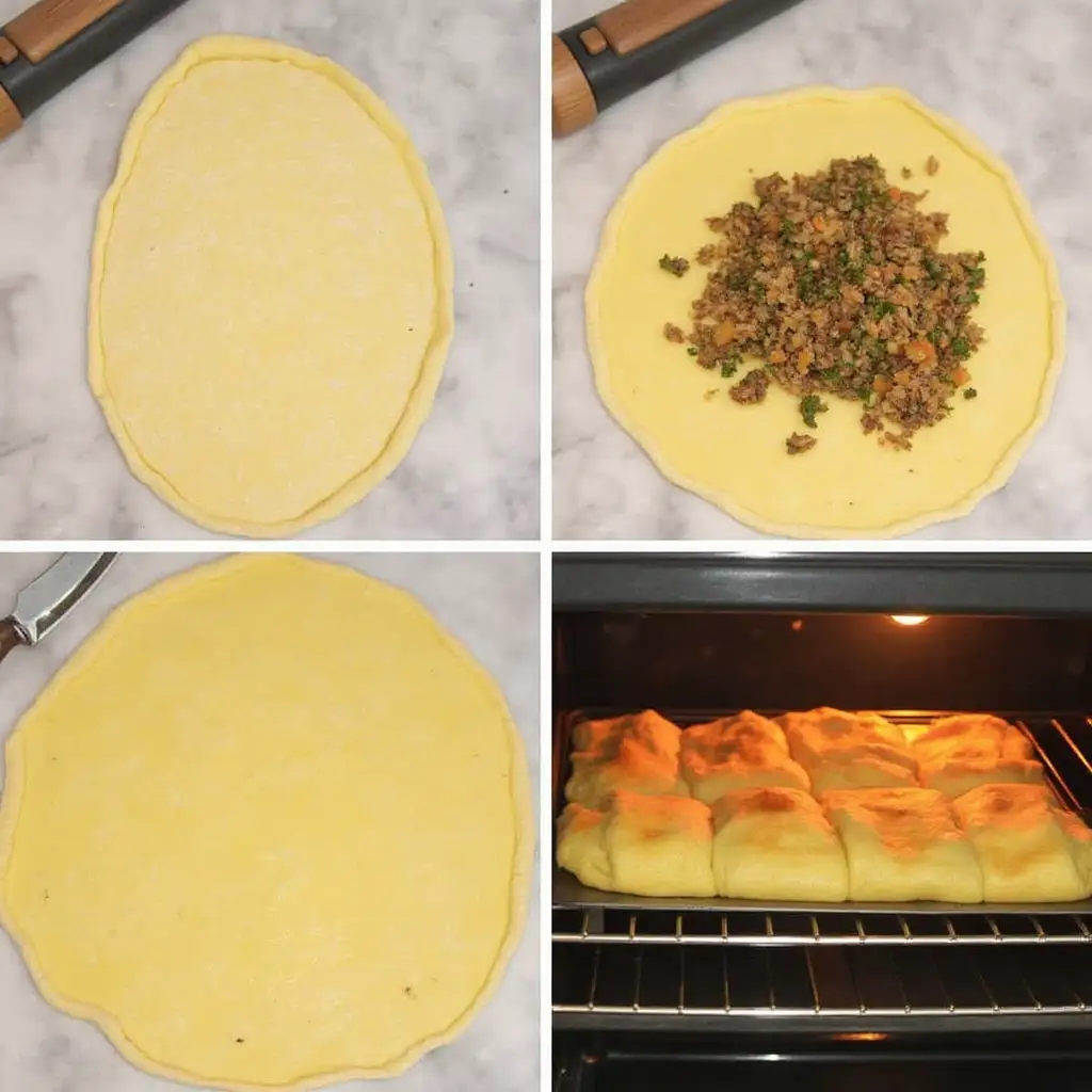 Making potato filled pastry step by step